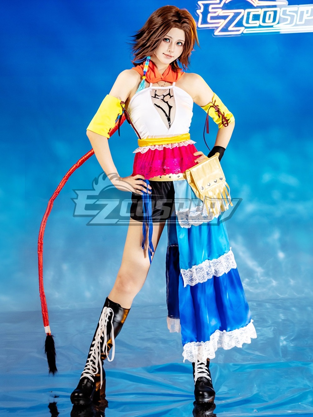 Colorful Fantasy Cosplay Dress in White, Pink & Blue